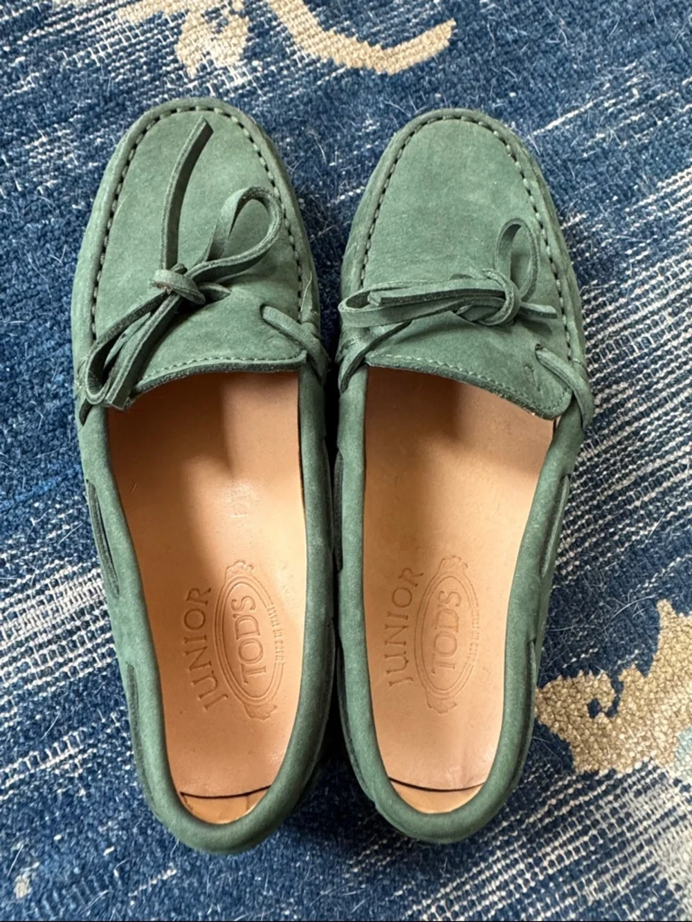 Boys green Suede Leather Gommino Moccasins